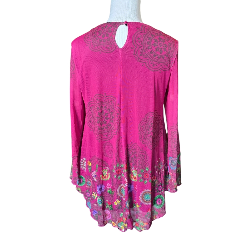 Desigual Women's Chruse Long Sleeve Shirt Pink Whimsigoth Y2K Size Small - Picture 7 of 7